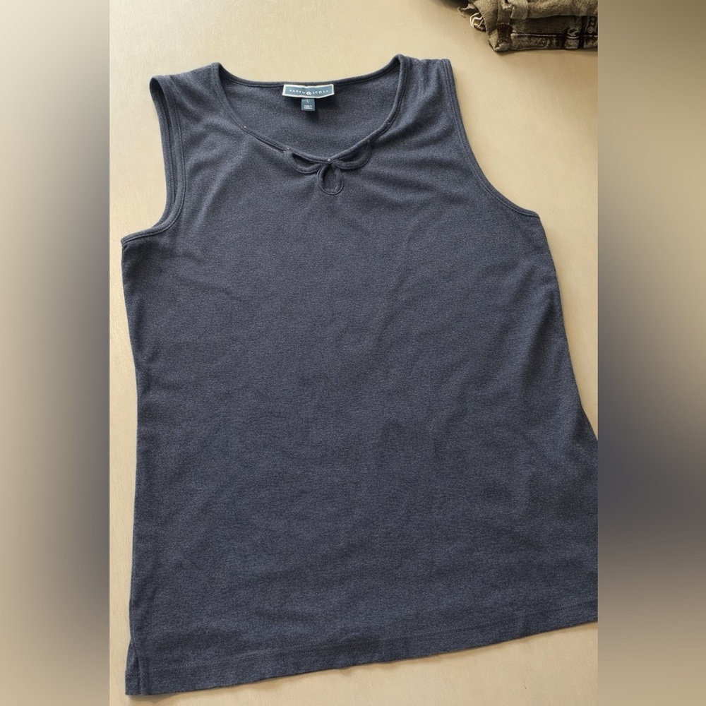 Karen Scott Charcoal Cotton Tank Top - Size Large